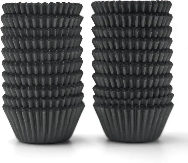 Main image of Bake Choice 400pcs Black Mini cupcake liners for baking, mini muffin liners | Food Grade,Non Stick,Greaseproof Parchemen Paper, For Martin Luther King Jr Day Decorations, For Mini Muffin Pan