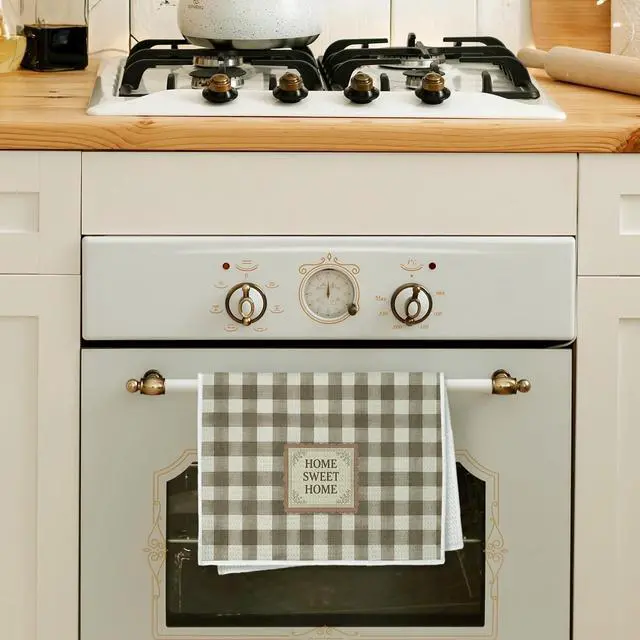 Alt view image 3 of 7 - House Warming Gifts Home Sweet Home Kitchen Towels, Brown and Beige Gingham Decorative Hand Tea Towels for Bathroom, Housewarming Gifts Dish Towel Dishcloth, 16x24 Inch