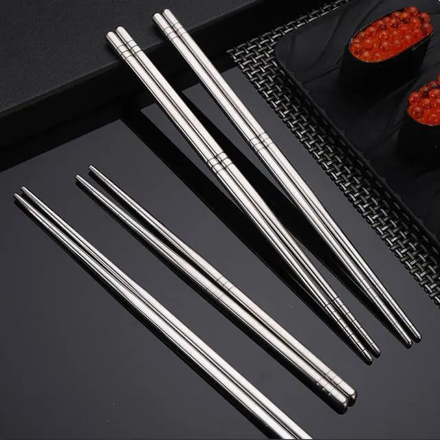 Alt view image 4 of 6 - Spoon and Chopsticks Set, 4 Pair Metal Chopsticks Spoon Set, 4 Set Reusable Korean Spoons Set for Home, Kitchen or Restaurant