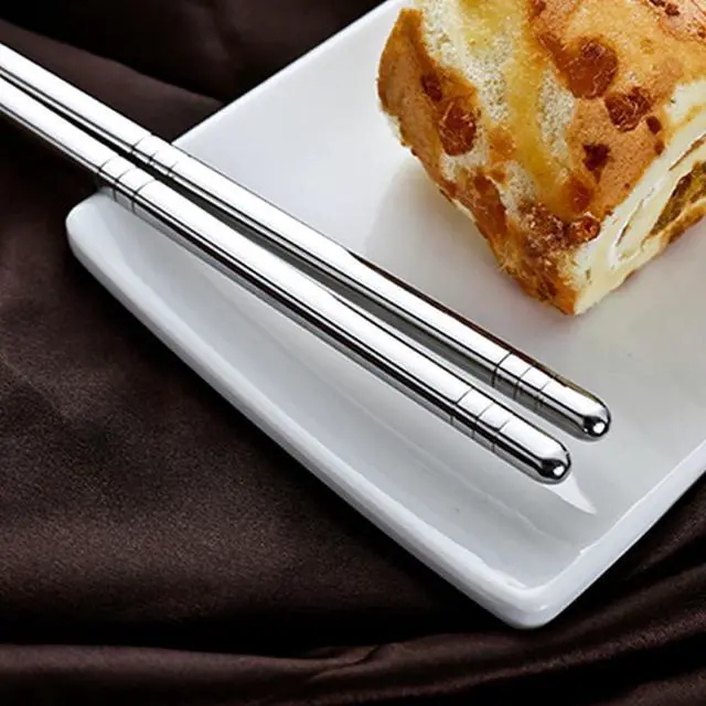 Alt view image 5 of 6 - Spoon and Chopsticks Set, 4 Pair Metal Chopsticks Spoon Set, 4 Set Reusable Korean Spoons Set for Home, Kitchen or Restaurant