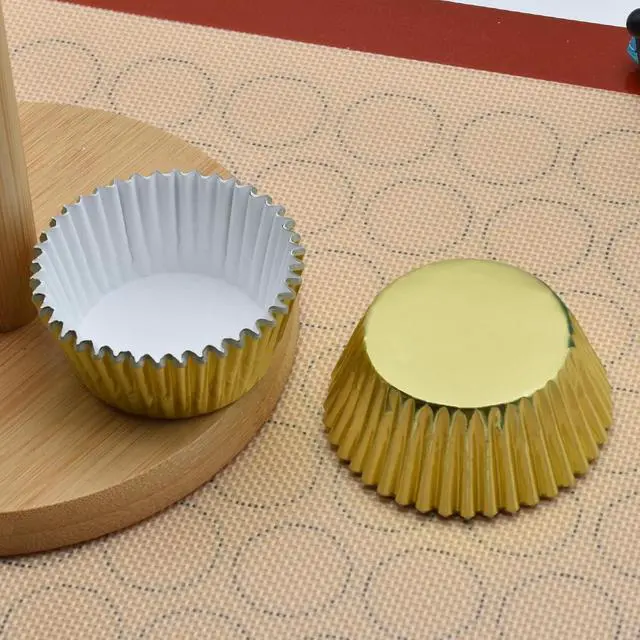 Alt view image 5 of 7 - 200 Pcs Gold Foil Cupcake Liners Standard Baking Cups Muffin Paper Cases | Food-grade, Greaseproof & Sturdy Parchment, Cupcake Wrapper for Party, Christmas, Gift