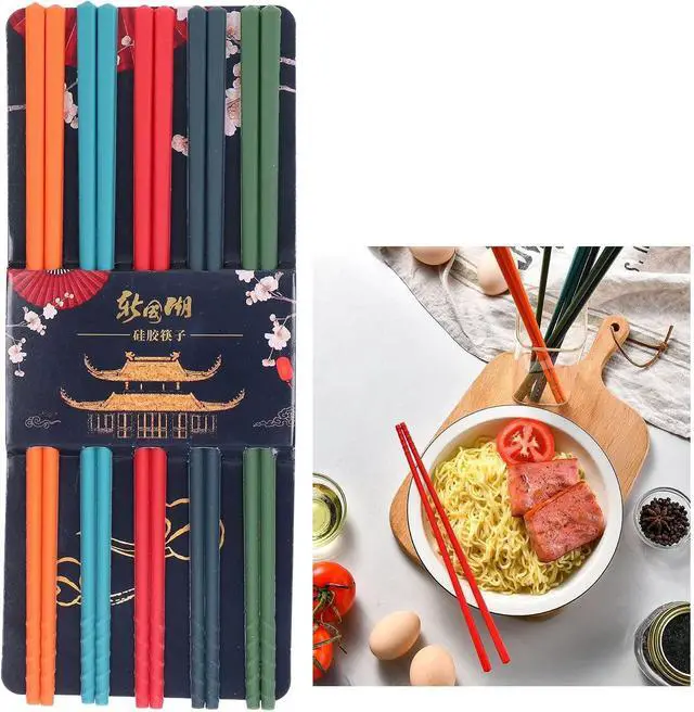 Alt view image 3 of 7 - Silicone Chopsticks For Cooking, 9.5 inch Reusable Anti Slip Lightweight Japanese Chinese Chopsticks Kitchen Tableware Dishwasher Safe