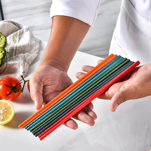 Alt view image 4 of 7 - Silicone Chopsticks For Cooking, 9.5 inch Reusable Anti Slip Lightweight Japanese Chinese Chopsticks Kitchen Tableware Dishwasher Safe