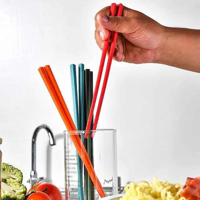 Alt view image 5 of 7 - Silicone Chopsticks For Cooking, 9.5 inch Reusable Anti Slip Lightweight Japanese Chinese Chopsticks Kitchen Tableware Dishwasher Safe