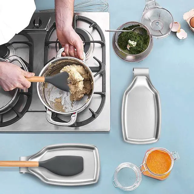 Alt view image 7 of 7 - Stainless Steel Spoon Rest for Kitchen Stove Top, Herogo Large Cooking Utensil Spatula Ladle Holder with Square Bottom, Home Accessories for Kitchen Countertop, Heavy Duty, Dishwasher Safe