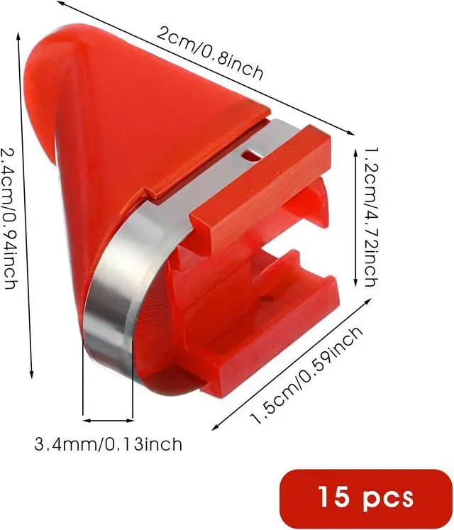 Alt view image 2 of 7 - 15 PCS Stainless Steel Replacement Blades, Electric Potato Cutter Accessory for Electric Rotating Potato Peeler Automatic Fruit Peeler Electrics Peeling Tool (Red)