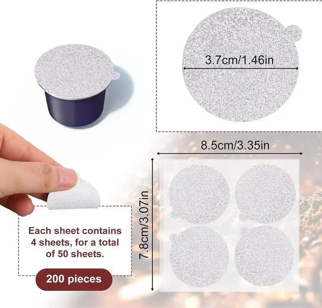 Alt view image 2 of 7 - 200pcs 37mm Espresso Coffee Capsule Foil Seal Lid Stickers for Nespresso | Reusable Aluminum Pods Lids Stickers Compatible with Nespresso Original Machines (No Capsule Cup, Style 2)