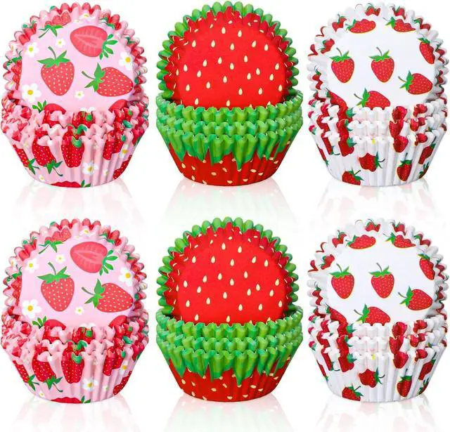 Main image of Whaline 600Pcs Strawberry Cupcake Liners Summer Colorful Baking Cups Cute Fruit Theme Cupcake Wrappers Holders Muffin Liners for Holiday Bridal Baby Shower Wedding Birthday Party Decor