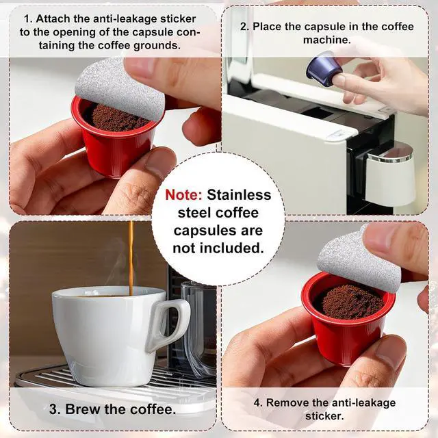 Alt view image 5 of 7 - 200pcs 37mm Espresso Coffee Capsule Foil Seal Lid Stickers for Nespresso | Reusable Aluminum Pods Lids Stickers Compatible with Nespresso Original Machines (No Capsule Cup, Style 2)