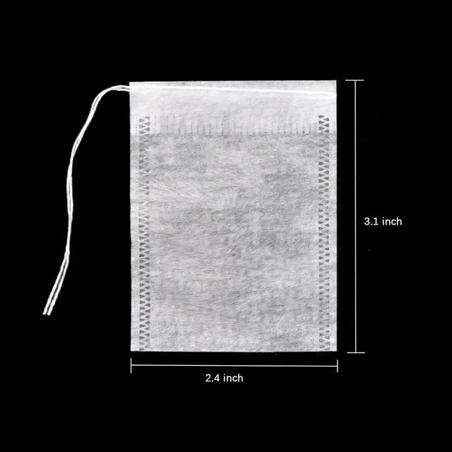 Alt view image 3 of 7 - 100 Pcs Disposable Tea Bags for Loose Leaf Tea, Biodegradable Tea Filter Bags with Drawstring, Corn Fiber Empty Tea Bags for Loose Leaf Tea (3.54 x 2.75 inch)