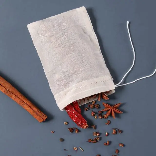 Alt view image 4 of 7 - AKOAK 20 Pcs 4 x 3 Inches Muslin Drawstring Bags,Natural Unbleached Cotton Spice/Tea/Herbs Bags