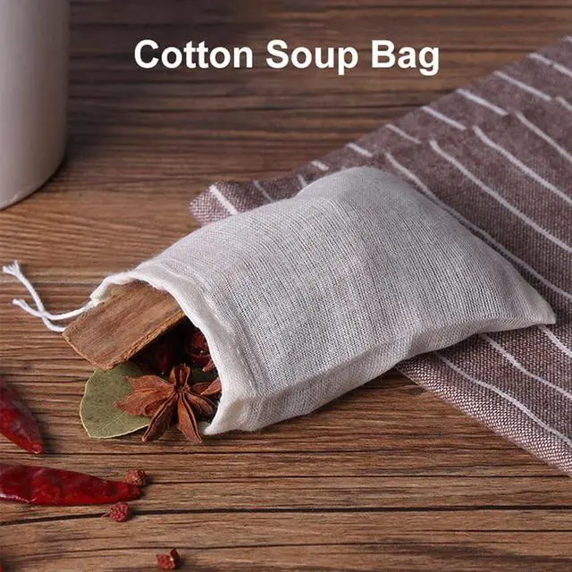Alt view image 7 of 7 - AKOAK 20 Pcs 4 x 3 Inches Muslin Drawstring Bags,Natural Unbleached Cotton Spice/Tea/Herbs Bags