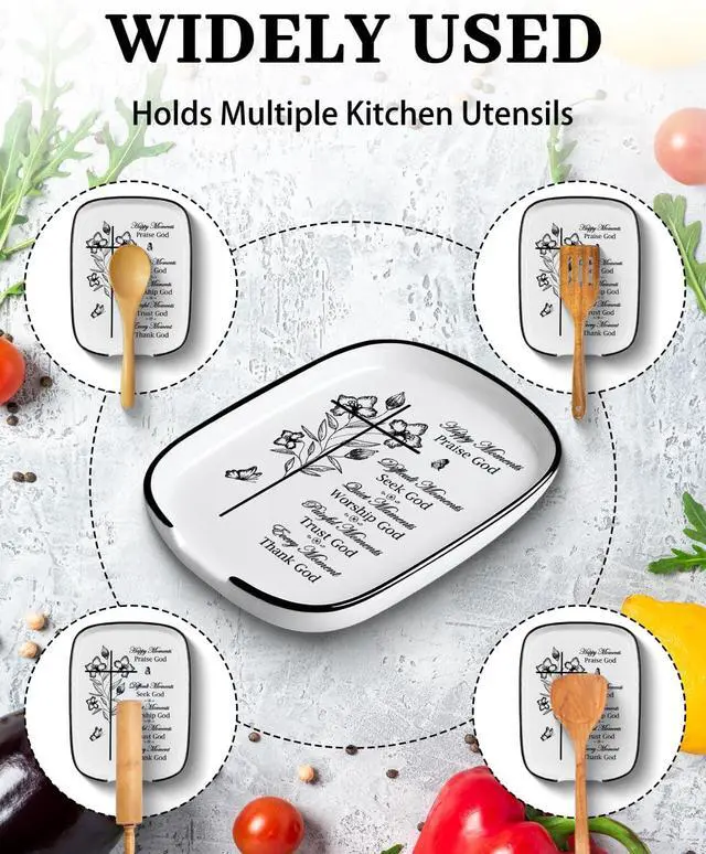 Alt view image 5 of 7 - Christian Religious Kitchen Gifts for Women, Spoon Rest for Stove Top | Religious Scripture Bible Verse Kitchen Gifts for Women Mom Wife, Spoon Holder Cooking Utensil Rest for Kitchen Counter Decor
