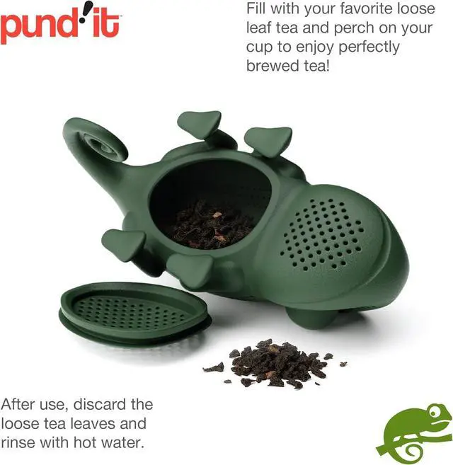 Alt view image 6 of 7 - Pund'it Chamomileon Tea Infuser, Cute Color Changing Loose Leaf Tea Steeper | Fun Chameleon Tea Steeper Changes Color While Steeping | Reusable, Dishwasher Safe, Food Safe Tea Accessory | Hangs On Mug