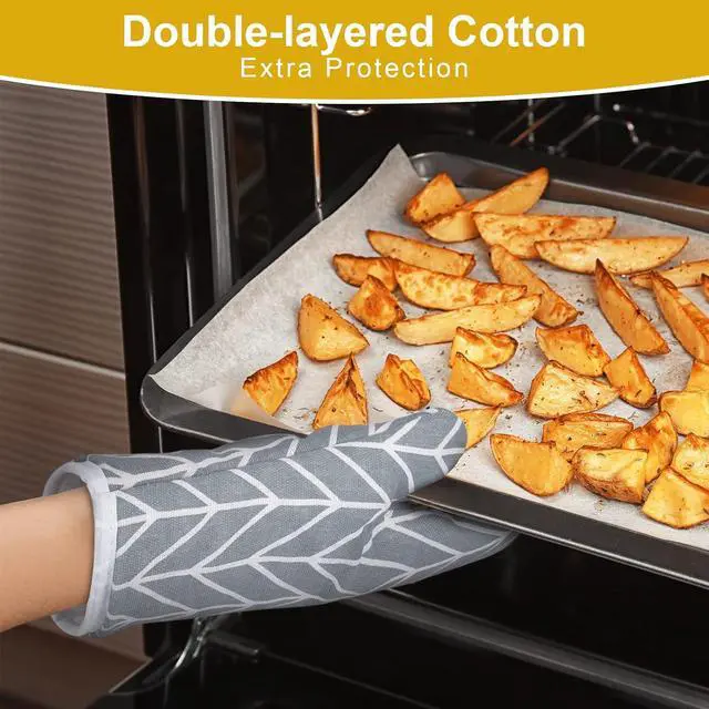 Alt view image 5 of 7 - AUAUY Oven Mitts and Pot Holders 6PCS Set, 392°F Heat Resistant BBQ Gloves | Cooking Gloves and Hot Pads Baking Mittens, Top Kitchen Gadgets, Non-Slip Kitchen Mittens for Oven Cooking Baking Grilling
