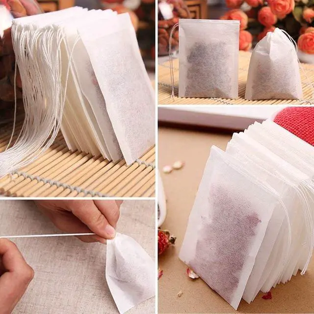Alt view image 6 of 7 - TamBee 100 Pack Disposable Tea Filter Bags Empty Muslin Drawstring Seal Filter Tea Bags Drawstring Herb Loose Tea Bag Tea Filter Pouches Empty Tea Bags (1.97"X2.76" / 5cm X 7cm)