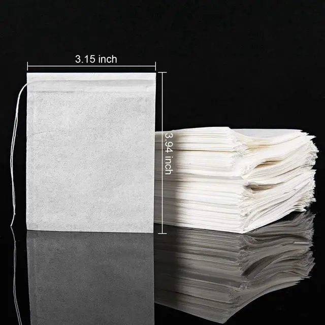 Alt view image 2 of 7 - 100PCS Tea Filter Bags, Disposable Tea Bags for Loose Leaf Tea, Drawstring Empty Tea Infuser, BetyBedy Tea Steeper, Natural Wood Pulp Paper Material, 1-Cup Capacity3.15 x 3.94 inch