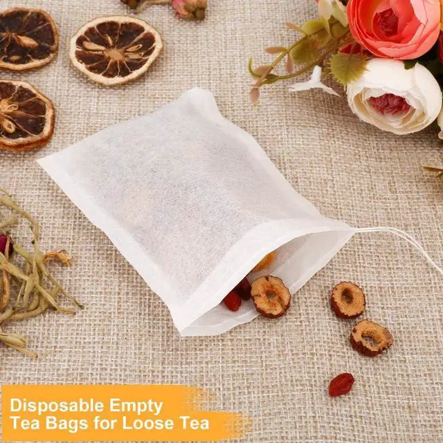 Alt view image 5 of 7 - 100PCS Tea Filter Bags, Disposable Tea Bags for Loose Leaf Tea, Drawstring Empty Tea Infuser, BetyBedy Tea Steeper, Natural Wood Pulp Paper Material, 1-Cup Capacity3.15 x 3.94 inch