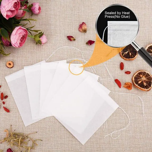 Alt view image 3 of 7 - 100PCS Tea Filter Bags, Disposable Tea Bags for Loose Leaf Tea, Drawstring Empty Tea Infuser, BetyBedy Tea Steeper, Natural Wood Pulp Paper Material, 1-Cup Capacity3.15 x 3.94 inch