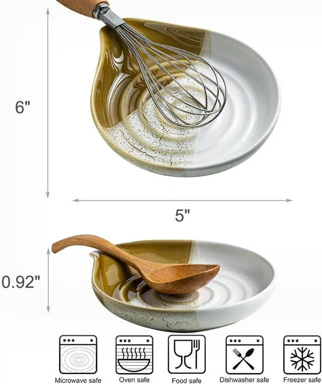Alt view image 5 of 7 - Ceramic Spoon Rest for Stove Top, Spoon Holder for Kitchen Counter | Heat-Resistant and Easy to Clean, Non-Stick | Spatula Holder for Cooking, Cute Coffee Spoon, Kitchen Decor, Gradient Brown