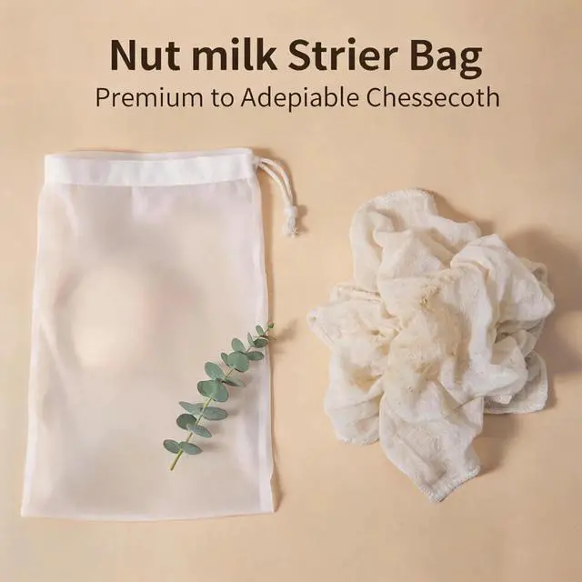 Alt view image 6 of 7 - Reusable Nut Milk Bag 6 Pack, 3 Sizes Fine Mesh Strainer Bags (20"x20", 12"x12", 12"x8"), Nylon Filter Bags for Almond Milk, Juice, Cheese Making, Cold Brew Coffee & Yogurt