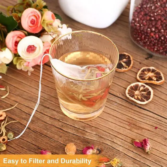 Alt view image 6 of 7 - 100PCS Tea Filter Bags, Disposable Tea Bags for Loose Leaf Tea, Drawstring Empty Tea Infuser, BetyBedy Tea Steeper, Natural Wood Pulp Paper Material, 1-Cup Capacity3.15 x 3.94 inch