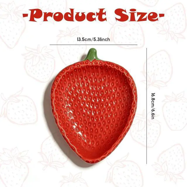 Alt view image 2 of 6 - Ceramic Strawberry Spoon Rest Stove Utensil Stand | 5.3"x6.6" Cute Countertop Holder for Spatula Ladle, Red Kitchen Tabletop Ornament, Cooking Tool Caddy