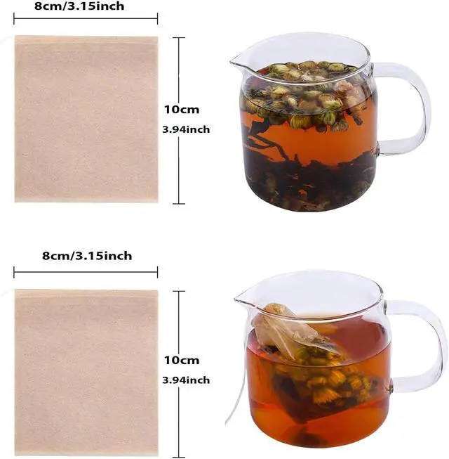Alt view image 2 of 7 - 100 PcsTea Filter Bags, Tea Bags for Loose Leaf Tea Safe & Natural Material, Disposable Tea Infuser for Loose Leaf Tea, Coffee, Spice, Herbs (3.2 x 4.0 inch)