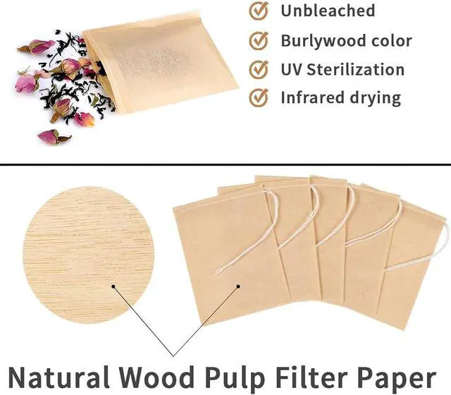 Alt view image 5 of 7 - 100 PcsTea Filter Bags, Tea Bags for Loose Leaf Tea Safe & Natural Material, Disposable Tea Infuser for Loose Leaf Tea, Coffee, Spice, Herbs (3.2 x 4.0 inch)