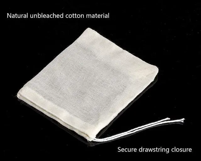 Alt view image 5 of 7 - 20 Pcs Natural Cotton Muslin Drawstring Bags, 6 x 4 Inches | Unbleached Cotton, Straining Herbs Cheesecloth, Coffee Tea Brew, Soup Gravy Broth Stew, Bone Broth & Spice Bags