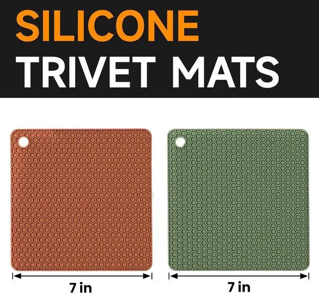 Alt view image 3 of 7 - Silicone Trivets for Hot Dishes, BPA FreeNon-Slip Heat Resistant mat Countertop Protector, Silicone Pot Holders for Hot Pots and Pans, Food Grade Silicone Morandi