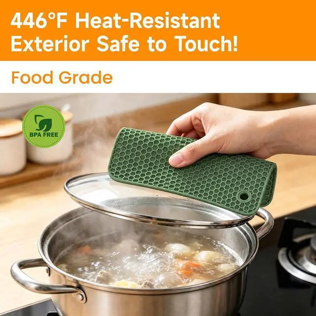 Alt view image 4 of 7 - Silicone Trivets for Hot Dishes, BPA FreeNon-Slip Heat Resistant mat Countertop Protector, Silicone Pot Holders for Hot Pots and Pans, Food Grade Silicone Morandi