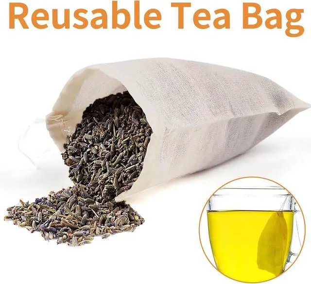 Alt view image 6 of 7 - 40 Pcs Spice Bags for Cooking, Muslin Reusable Tea Bag Drawstring Sachet | 4x6 Inch Unbleached Natural Cotton Bag for Soup, Loose Leaf Tea, Herb, Empty Cheese Cloth Bag for Straining
