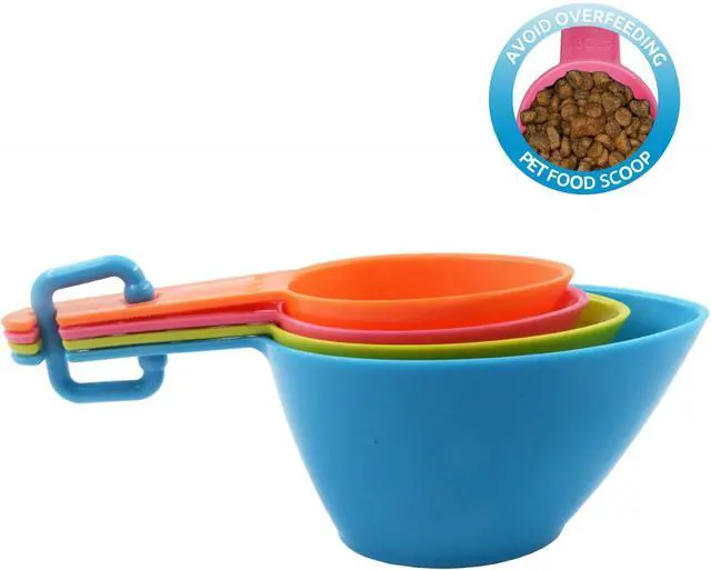 Alt view image 4 of 6 - HINMAY Pet Food Scoops Plastic Measuring Cups Set for Dog Cat and Bird Food | Use for measuring pet food portions (dog, cat, bird, etc.) or even ingredients while cooking or baking