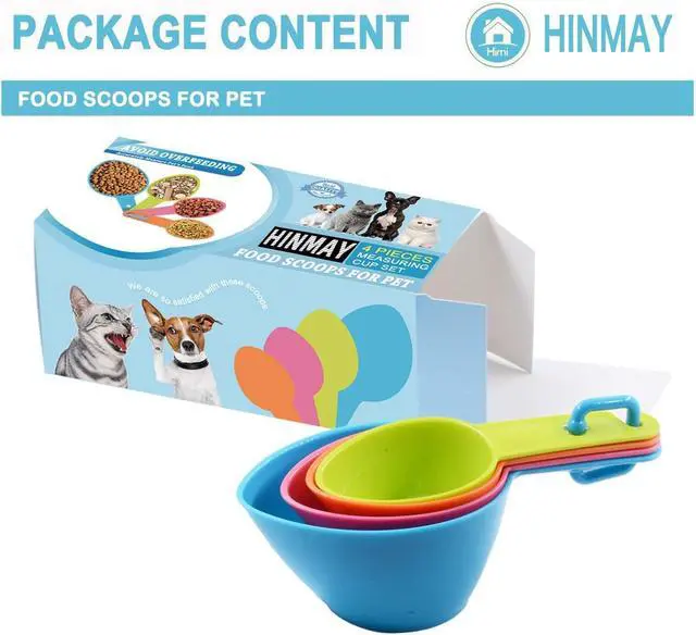 Alt view image 5 of 6 - HINMAY Pet Food Scoops Plastic Measuring Cups Set for Dog Cat and Bird Food | Use for measuring pet food portions (dog, cat, bird, etc.) or even ingredients while cooking or baking