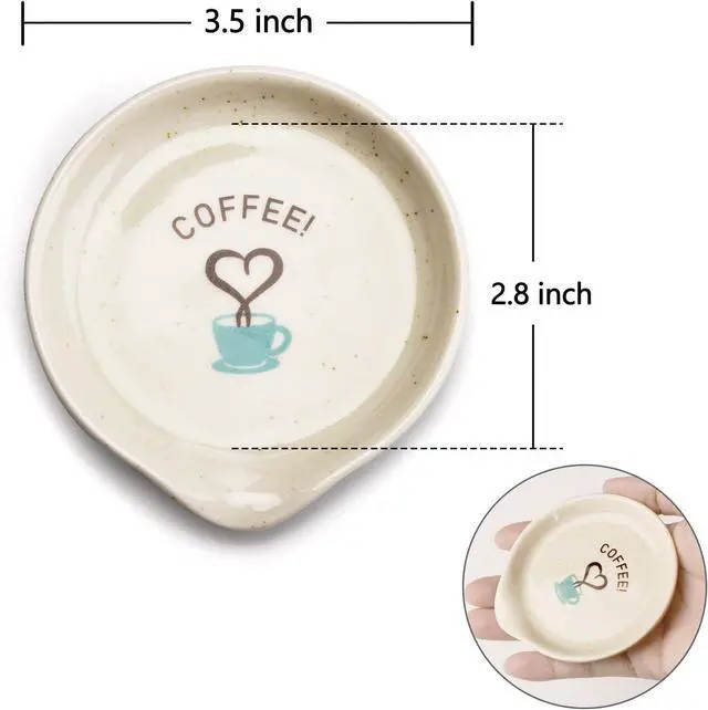 Alt view image 4 of 7 - FANGSUN Coffee Spoon Rest, 3.5 Inch Ceramic Spoon Holder, White | Dishwasher Safe, Keeps Counter Clean, Coffee Bar Accessory, Teaspoon Rest, Farmhouse Style Decor, Coffee Station, Gift Idea