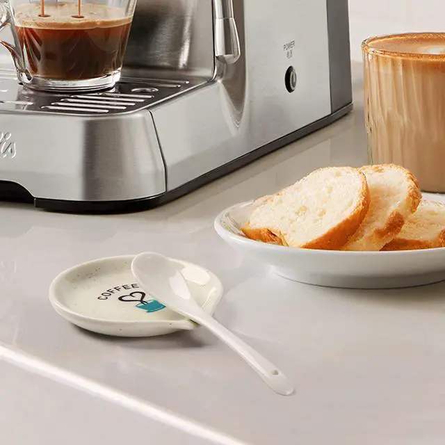 Alt view image 3 of 7 - FANGSUN Coffee Spoon Rest, 3.5 Inch Ceramic Spoon Holder, White | Dishwasher Safe, Keeps Counter Clean, Coffee Bar Accessory, Teaspoon Rest, Farmhouse Style Decor, Coffee Station, Gift Idea