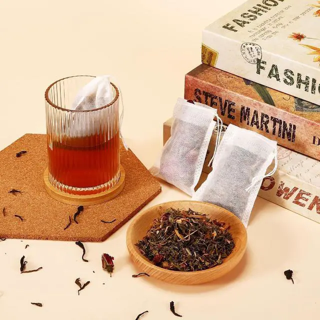Alt view image 6 of 7 - 300 Pcs Empty Tea Bags for Loose Leaf Tea, Disposable Small tea Filter Bags with Drawstring fillable Cloth Diy Empty Tea Sachets for Loosetea, Coffee, Herbs, Spice (3.54 x 2.75 inch)