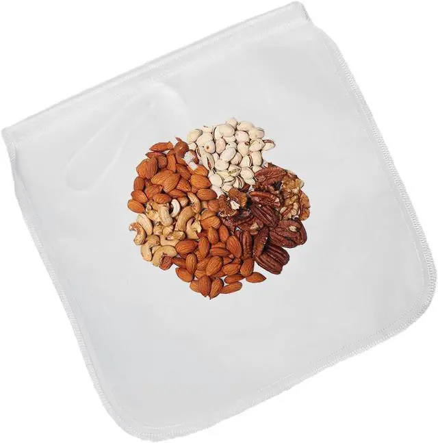 Alt view image 5 of 6 - 2 Pack Reusable 150 Micron Fine Mesh Bag Nut Milk Bag, Nylon Nut Bag Strainer for Straining FruitJuice,Apple Grape Wine Press,NutMilk,Yogrut,Doufu,Almond, Coffee with Drawstring (11.8x11.8in)