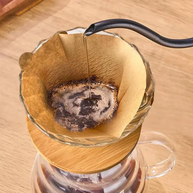 Alt view image 3 of 4 - Gute Glass Pour Over Coffee Dripper with Bamboo Stand,1-4 Cups | Spiral Inner Design,Heatproof Glass,Detachable Base,Quick Rinse Clean,Fits Mugs & Carafes,Home Office,Lightweight