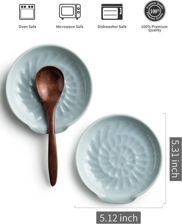 Alt view image 2 of 7 - Miamolo Cooking Spoon Rest for Counter, Multiple Utensils & Easy to Clean | Ceramic Ladle Holder | No-slip Base | Gadget Tray | Utensil Organizer, Kitchen Counter | Stove Top Accessory | Light Gray