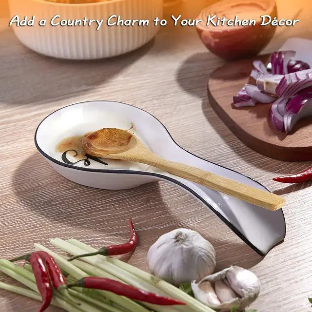Alt view image 2 of 7 - Ceramic Spoon Rest for Stove Top, DAYYET Large Spoon Holder, Spoon Rest for Kitchen Counter, Spatula Holder Utensil Rest for Ladles, Tong, Modern Kitchen Decor, White