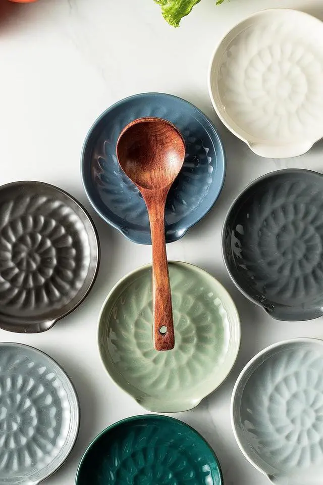 Alt view image 7 of 7 - Miamolo Cooking Spoon Rest for Counter, Multiple Utensils & Easy to Clean | Ceramic Ladle Holder | No-slip Base | Gadget Tray | Utensil Organizer, Kitchen Counter | Stove Top Accessory | Light Gray