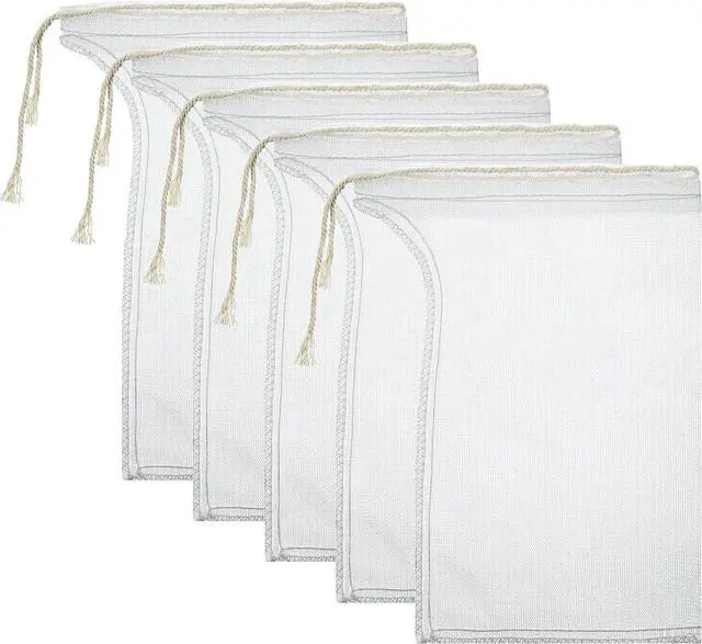 Main image of Shappy 5 Pieces Compost Tea Bag Pump Strainer Mesh Filter Bag with Drawstring 600 mm for Prevents Clogging During The Straining Process (23 x 16 cm)