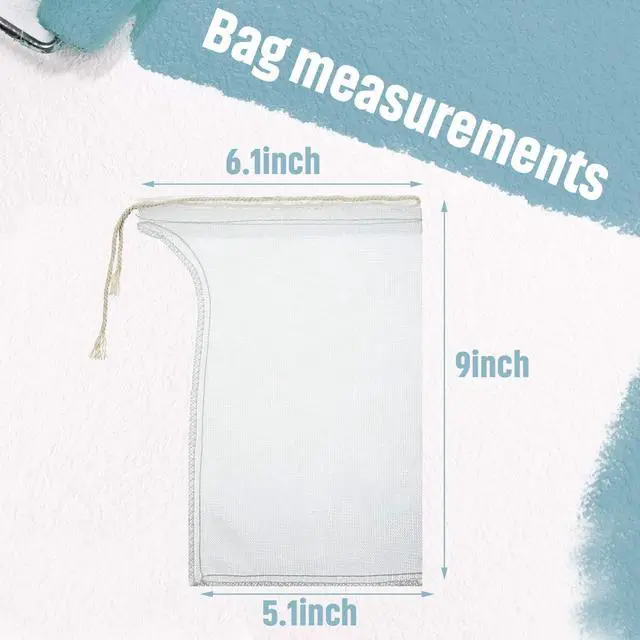 Alt view image 2 of 7 - Shappy 5 Pieces Compost Tea Bag Pump Strainer Mesh Filter Bag with Drawstring 600 mm for Prevents Clogging During The Straining Process (23 x 16 cm)