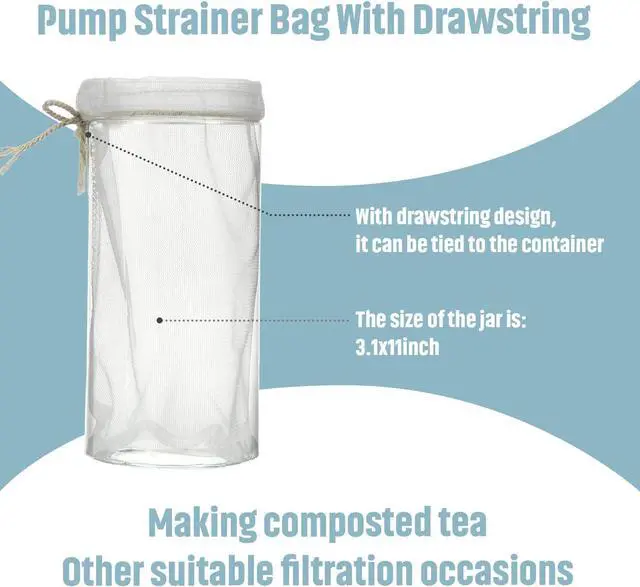 Alt view image 4 of 7 - Shappy 5 Pieces Compost Tea Bag Pump Strainer Mesh Filter Bag with Drawstring 600 mm for Prevents Clogging During The Straining Process (23 x 16 cm)