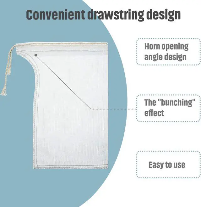 Alt view image 5 of 7 - Shappy 5 Pieces Compost Tea Bag Pump Strainer Mesh Filter Bag with Drawstring 600 mm for Prevents Clogging During The Straining Process (23 x 16 cm)