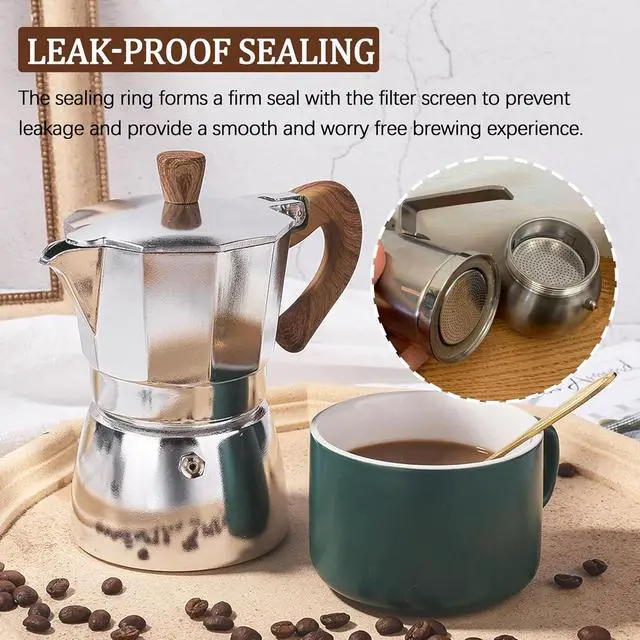 Alt view image 6 of 7 - Replacement Filter Set for 1 Cup Stove Top Espresso Maker Aluminum Filter | 3 Upgraded Silicone Sealing Rings, Silicone Rings, 1 Filter Included