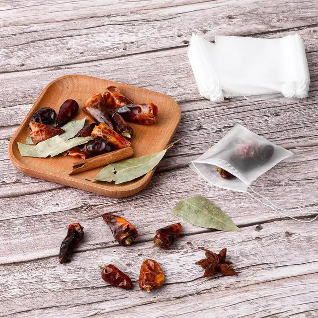 Alt view image 5 of 7 - 50Pcs Loose Tea Bags Tea Filter Bags Disposable Mesh Small Drawstring Empty Tea Bags for Coffee, Spice Sachet, Bath Cooking 2.36 x 2.75 Inch