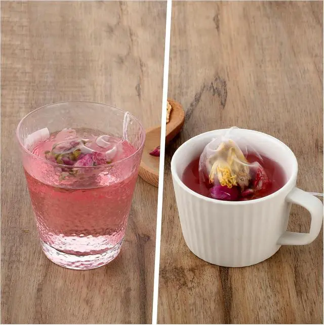 Alt view image 6 of 7 - 50Pcs Loose Tea Bags Tea Filter Bags Disposable Mesh Small Drawstring Empty Tea Bags for Coffee, Spice Sachet, Bath Cooking 2.36 x 2.75 Inch